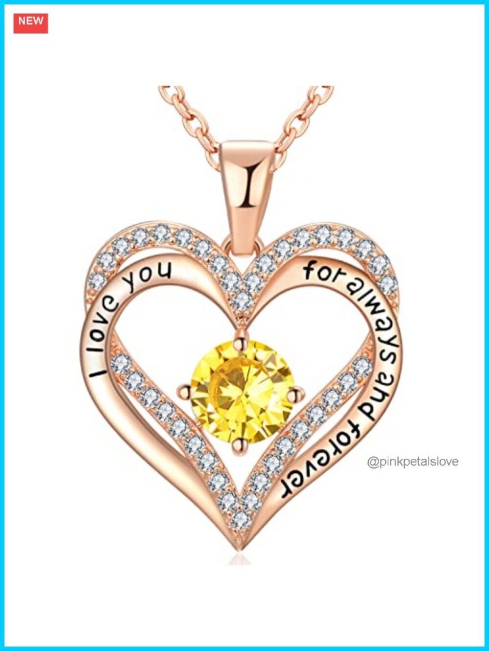 18K Rose Gold Plated Heart Necklace with 5A Cubic Zirconia Pendant